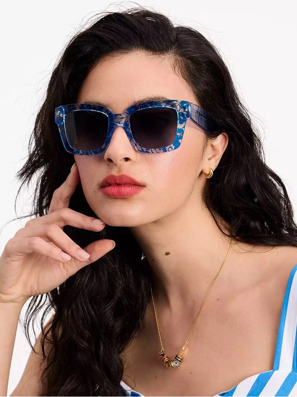 New Kate Spade BRYNNE/G/S-GF5/9O Transparent Blue Square Sunglasses - Women